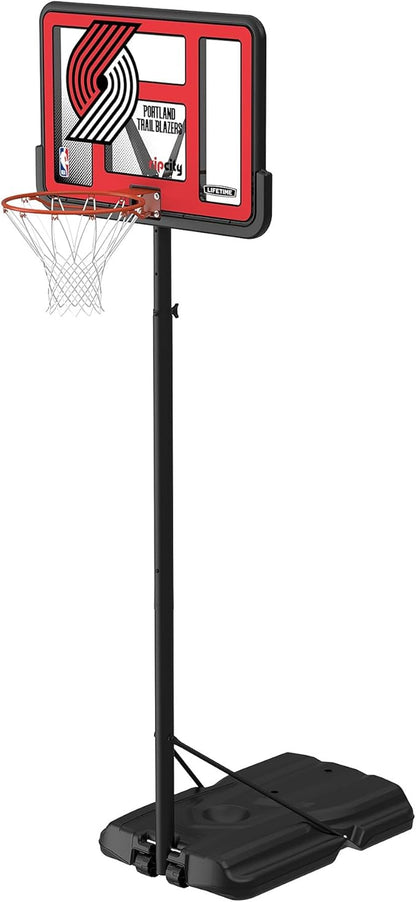 Lifetime NBA Portland Trail Blazers Portable Basketball Hoop, Adjustable Height 7.5-10 Ft, 44 Inch Shatterproof Fusion Backboard, Base with Wheels