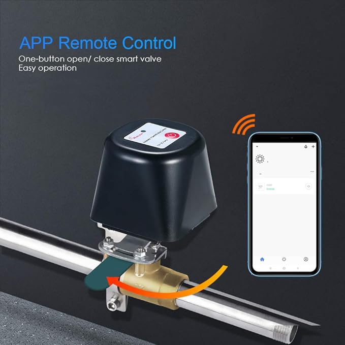 EVERSECU Tuya Smart WiFi & Bluetooth Smart Water Valve, Shutoff WiFi Control Water Valve Compatible with Alexa, Google and Application Program iOS/Android
