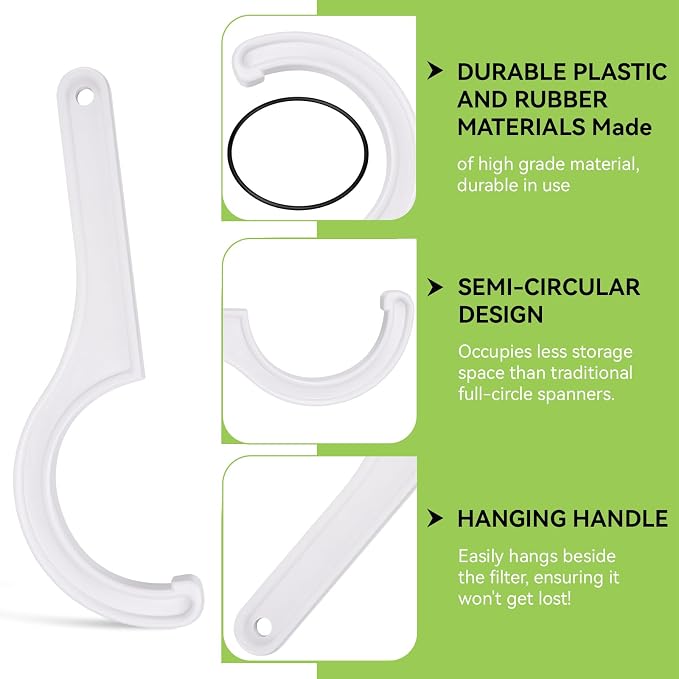 Magluv Water Filter Wrenchs with 3 O-Rings for APEC Half 180° Filter Housing Wrench Fits Most 10" x 2.5" Undersink Housing Canisters, Compatible with APEC Water System Reverse Osmosis Filter Wrench