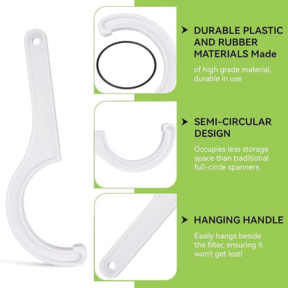 Magluv Water Filter Wrenchs with 3 O-Rings for APEC Half 180° Filter Housing Wrench Fits Most 10" x 2.5" Undersink Housing Canisters, Compatible with APEC Water System Reverse Osmosis Filter Wrench