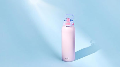 Ello Pop & Fill 22oz Stainless Steel Water Bottle with Quick Fill Technology, Double Walled and Vacuum Insulated Metal, Leak Proof Locking Lid, Sip and Chug, Reusable, BPA Free, Heavenly Hues