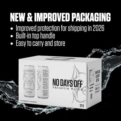 NO DAYS OFF Premium Water - 12 Pack, 16 fl oz, Still - 8.1pH Alkaline Ultra-Purified Reverse Osmosis with Electrolytes & Minerals - Calcium, Magnesium, Potassium - BPA-free 100% Recyclable Cans