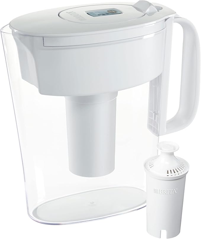 Brita Small 6 Cup Water Filter Pitcher, Made Without BPA, White, Metro, 4 Count Standard Replacement Filters