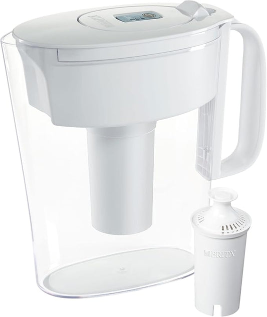 Brita Small 6 Cup Water Filter Pitcher, Made Without BPA, White, Metro, 4 Count Standard Replacement Filters