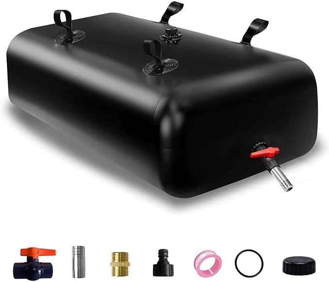 GHOSOONE 240 L/63 Gal Water Bladder Tank, Foldable Portable Water Storage Container, Emergency Water Bag for RV, Truck Bed, Fire Prevention, Drought Resistance, Black