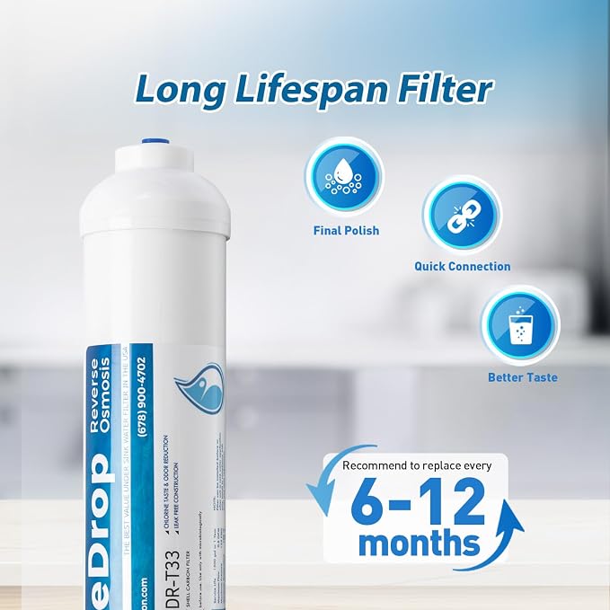 PureDrop PDR-T33 5th Stage Inline Post Carbon Filter Replacement Cartridge
