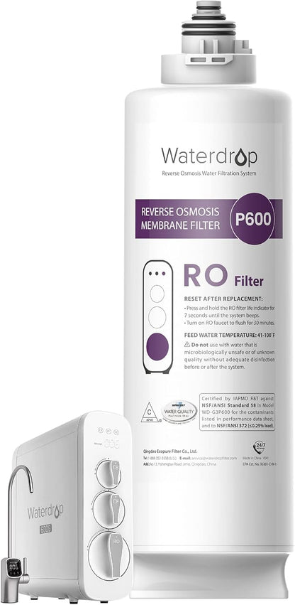 Waterdrop G3P600-RO Filter, Replacement for Waterdrop G3P600 Undersink Reverse Osmosis System, 2-year Lifetime