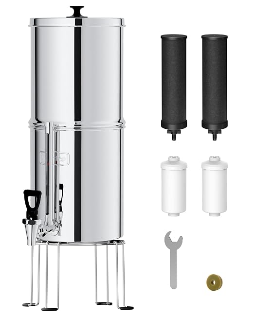 Waterdrop TK-FS Gravity Water Filter System, NSF/ANSI 42&372 Standard | Reduces Chlorine and Lead, Stainless-Steel Water System with 4 Filters, Sight Glass Spigot and Stand, 2.25G