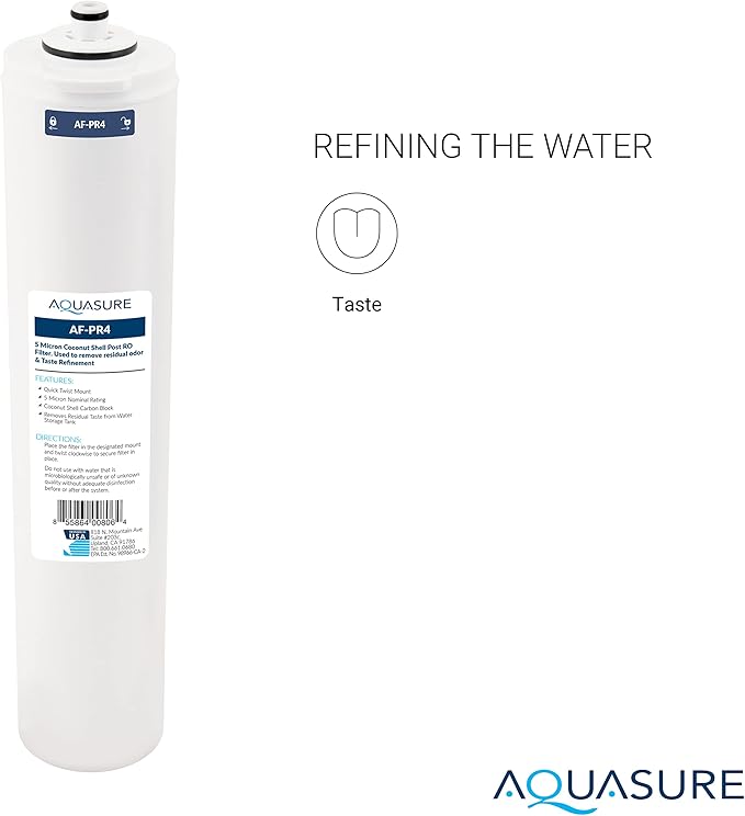 Aquasure Premier Series Complete 4-Stage Quick Twist Filter Replacement Cartridge Bundle Set AF-CP75 | Compatible with AS-PR75 4-Stage Under Sink Reverse Osmosis RO Water Filtration System