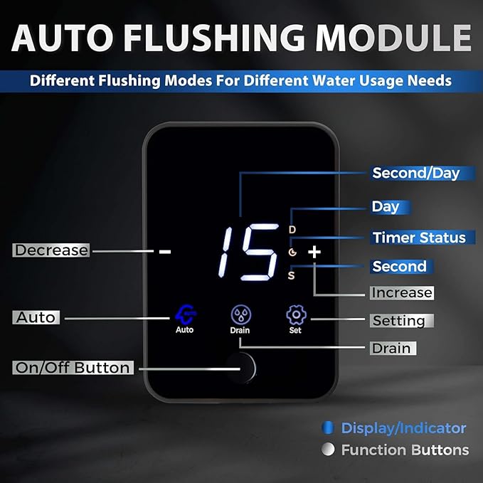 iSpring WSP500ARJ-BP Whole House Water Filter System Prefilter, Auto Flushing Spin Down Sediment Filter for Well Water, Integrated Bypass, 4-Mode Touch-Screen, Reusable, Jumbo Size, 500 Micron