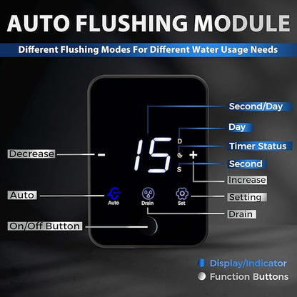 iSpring WSP500ARJ-BP Whole House Water Filter System Prefilter, Auto Flushing Spin Down Sediment Filter for Well Water, Integrated Bypass, 4-Mode Touch-Screen, Reusable, Jumbo Size, 500 Micron