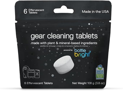 Gear Cleaning Tablets by Bottle Bright (6 or 20 Count) - EPA Safer Choice Certified - Hydration Reservoir, Large Container & Water Storage System Cleaner