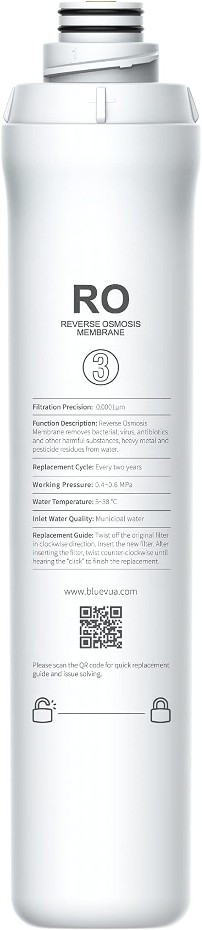 Bluevua ROPOT RO Filter, Replacement for RO100ROPOT, 2-year Lifetime-3rd Stage
