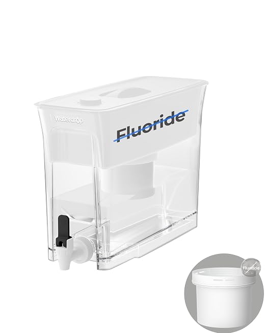 Waterdrop WFD-02W 35-Cup Water Filter Dispenser, Fluoride Reduction, White | Reduces 90%+ Fluoride, 150-Gallon Long-Life, Large Capacity, Reduces Chlorine, PFOA/PFOS and More, BPA Free