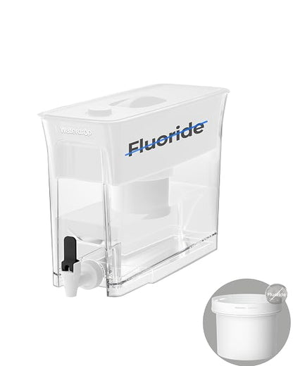 Waterdrop WFD-02W 35-Cup Water Filter Dispenser, Fluoride Reduction, White | Reduces 90%+ Fluoride, 150-Gallon Long-Life, Large Capacity, Reduces Chlorine, PFOA/PFOS and More, BPA Free