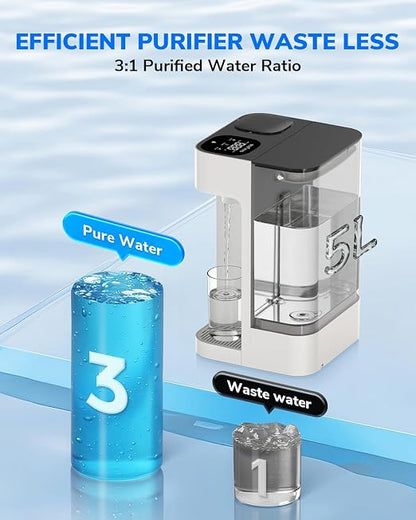 Ecoviva Mate 3 UV Countertop Reverse Osmosis Water Filter with 2 Auto-Fill Pitchers, 9-Stage RO Filtration System, Installation-Free, Reduces TDS, 3:1 Pure-to-Drain Ratio, Home & Kitchen, White