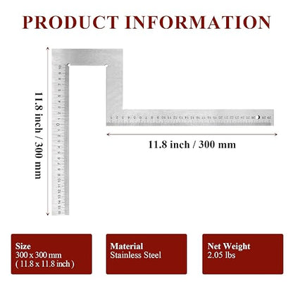 Stainless Steel Flange Square Pipefitter Tools (11.8 x 11.8 Inches) | Angle Flange to Measure Squareness Water Pipelines Distribution System Measuring Tool (300 x 300 mm)