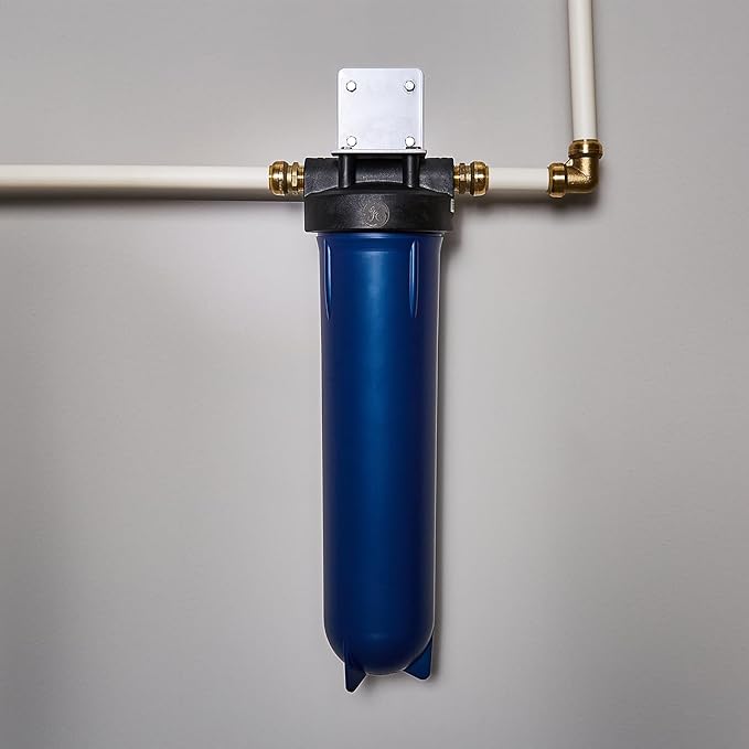 GE Heavy Duty Whole House Water Filtration System & Filter | Reduces Sediment, Rust & More | Install Kit & Accessories Included | GXWH60T, FXWPT
