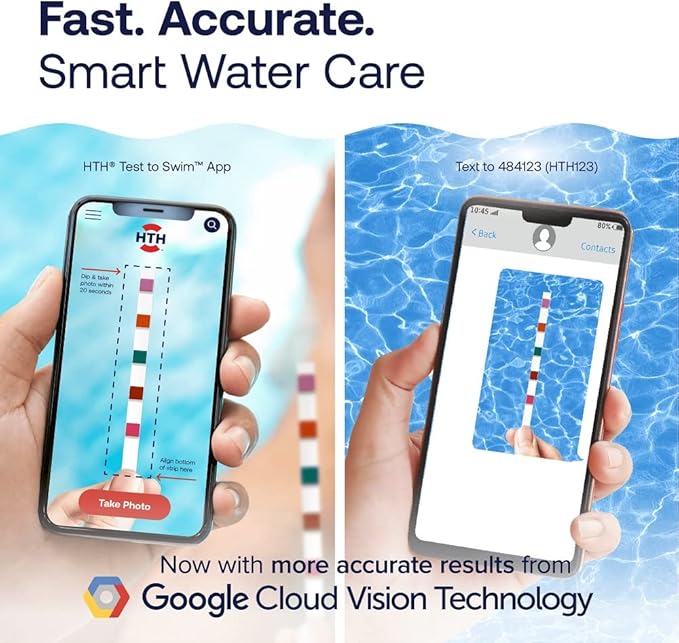 HTH 1276 Swimming Pool Care 6 Way Test Strips, Swimming Pool Water Chemical Tester, 30 Strips