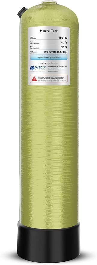 WECO Dome Hole USA Mineral Tank for Water Softener/Filter - with 2.5" Top Opening - 150 PSI Max Pressure - 120 °C Max Temperature - 13x54, NATURAL