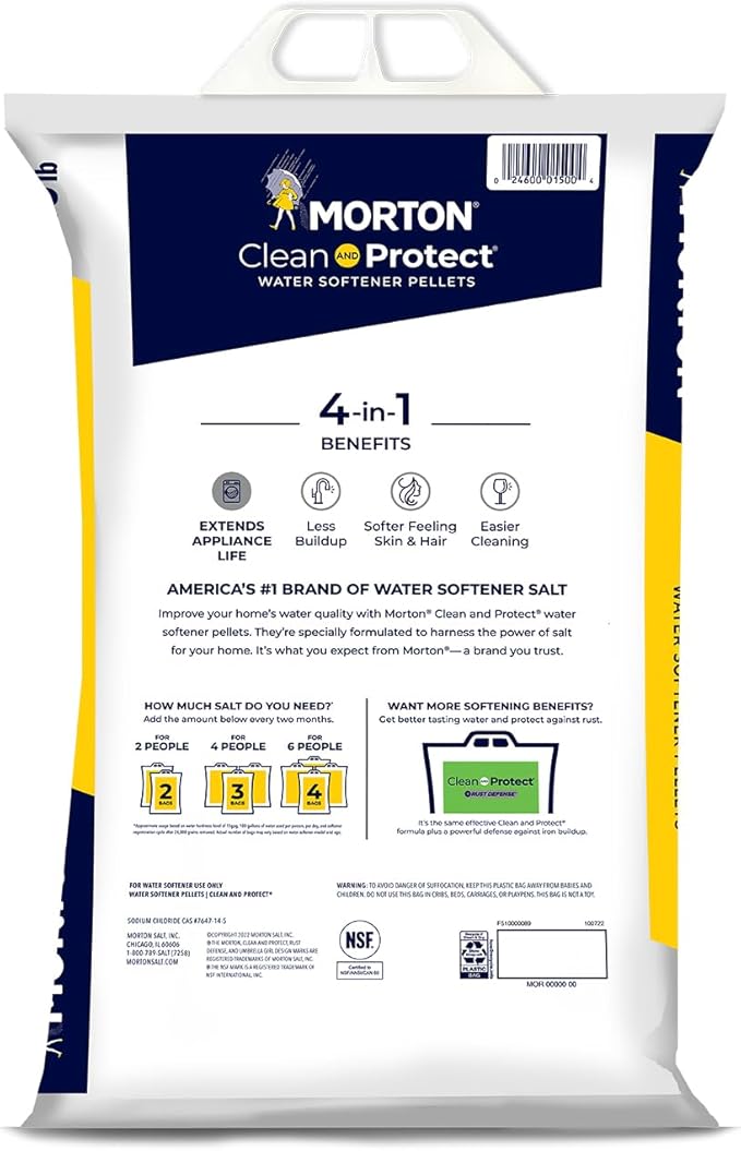 (3 Pack) - 40lb bags, Clean and Protect Water Softener Salt. Extends appliance Life; Reduces Hard Water Build Up