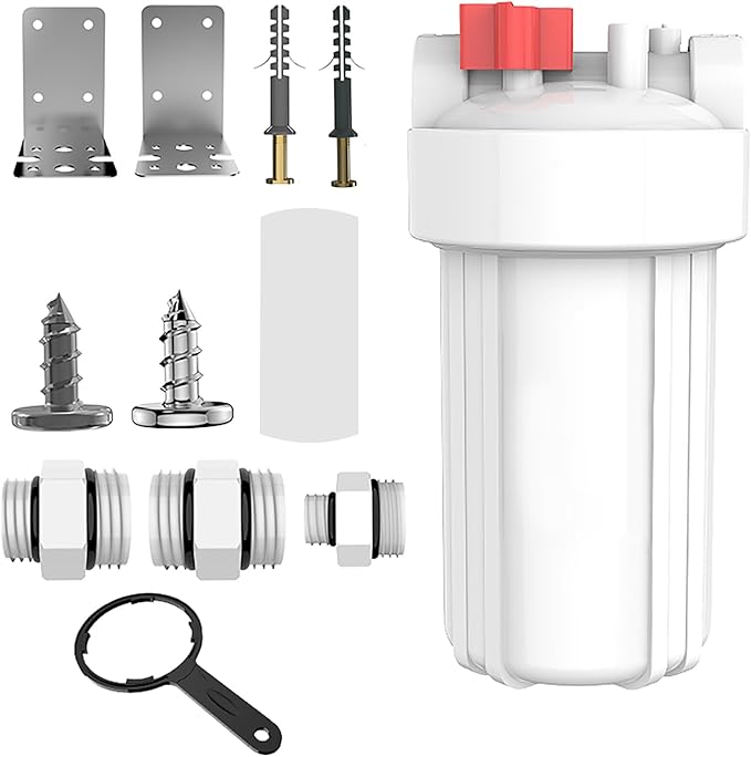 Whole House Water Filtration System, 7.09” x 13.39” Sediment Pre-Filter, PP Cotton Cartridge, Large White Housing for Well & City Water