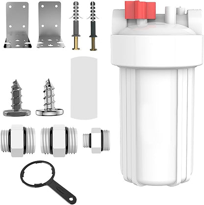 Whole House Water Filtration System, 7.09” x 13.39” Sediment Pre-Filter, PP Cotton Cartridge, Large White Housing for Well & City Water