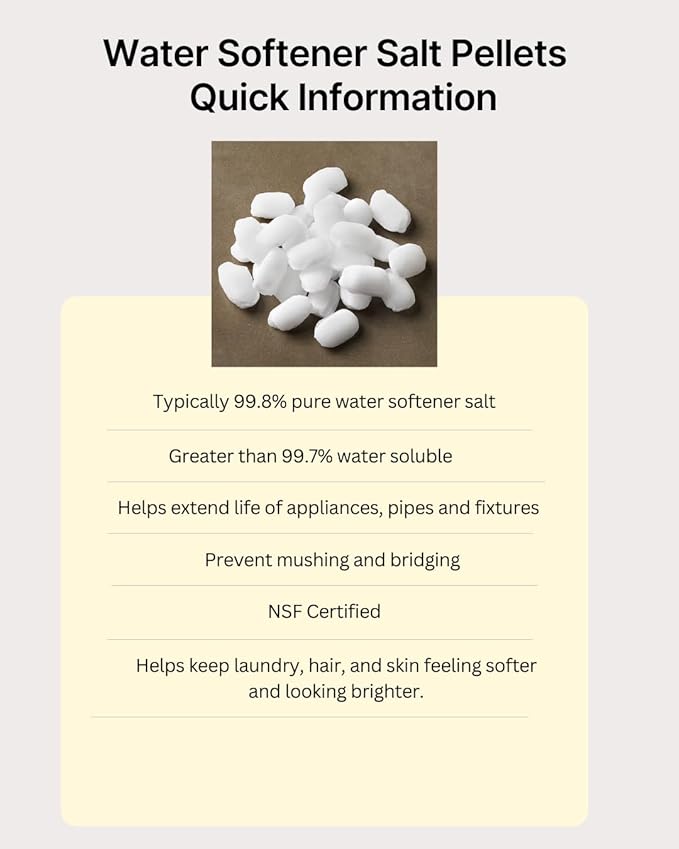 High Purity Water Softener Salt Pellets – 99.8% Pure, Compacted, Anti‑Bridging, NSF Certified, High Solubility for Soft Water & Appliance Protection – 4 Pack - Sodium Chloride