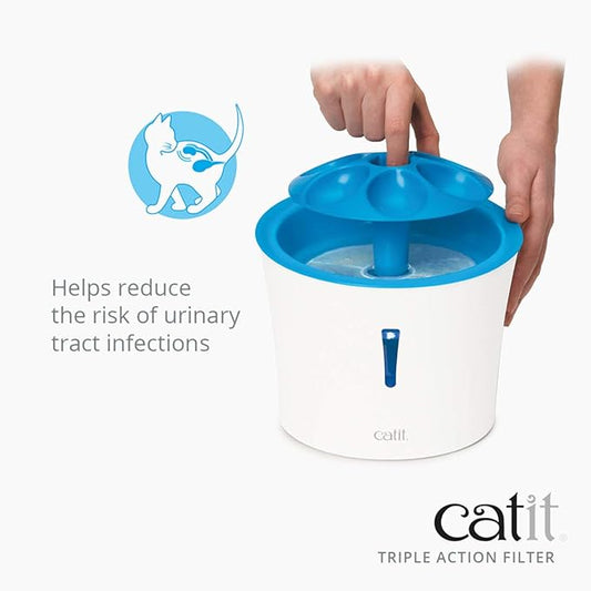 Catit Triple Action Replacement Original Water Fountain Filters, 12 Pack – Official Replacement Filters for Catit Cat Drinking Water Fountains