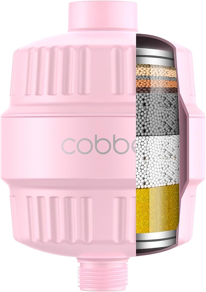 Cobbe HD HEAVY DUTY High Output Shower Filter – 99% REMOVAL Shower Head Filter for Hard Water, Heavy Metals, Chlorine and Harmful Substance, Improve your skin and hair - Pink