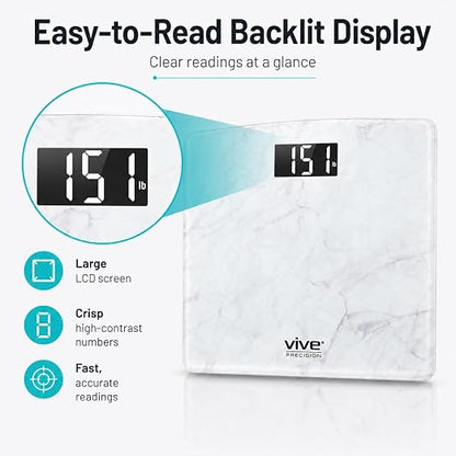 Vive Smart Body Weight Scale (550lbs Capacity) - Heavy Duty Bariatric Digital Scale for BMI - Plus Size, Large Display - Bathroom Device for Health Extra Wide Base & Smartphone Connectivity