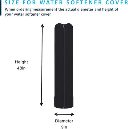 Water Softener Tank Jacket 9x48 Inch – 4mm Insulated Neoprene Cover to Prevent Sweating, Outdoor Water Softener Protector for Basement or Garage, Heavy-Duty Zippered Slip-On Design