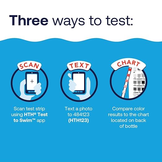 HTH 1279R Pool Care 6-Way Test Strips, Swimming Pool Water Chemical Tester, 35 Count