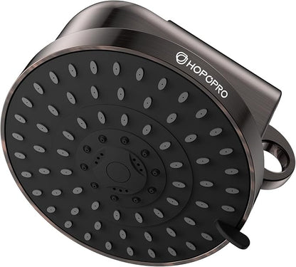 High Flow Filtered Shower Head, HOPOPRO 5 Modes High Pressure Fixed Showerhead with NSF Certified Filter Replacement Cartridge, Remove 99% Chlorine, Improves Skin Hair Condition (6 Inch ORB)