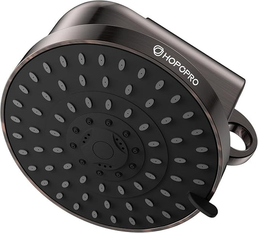 High Flow Filtered Shower Head, HOPOPRO 5 Modes High Pressure Fixed Showerhead with NSF Certified Filter Replacement Cartridge, Remove 99% Chlorine, Improves Skin Hair Condition (6 Inch ORB)