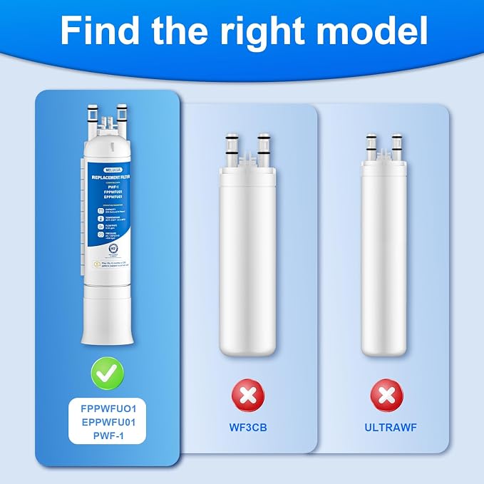 FPPWFU01 Water Filter Replacement Compatible with Frigidaire FPPWFU01 Water Filter, EPPWFU01, PurePour PWF-1, EPPWF01 PureAdvantage PWF-1 (3 PCS)