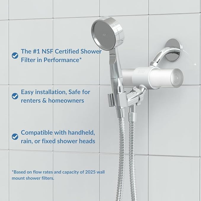 Weddell Duo Shower Filter – NSF Certified Shower Filter for Chlorine Reduction, Lead-Free, Easy Installation, Award-Winning Filter for Healthier Hair & Skin (White)