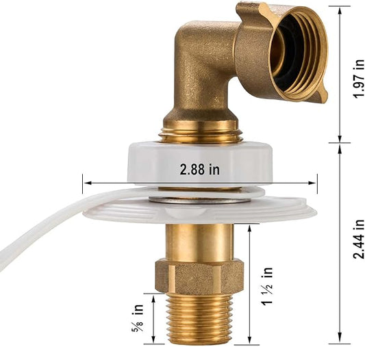 TOPSHINE RV City Water Inlet with Check Valve, RV Water Fill Inlet Replacement, 3/4 GHT Female to 1/2 NPT Male, Lead-Free Brass, City Water Connection for RV Camper Motorhome Trailer with Hose Elbow