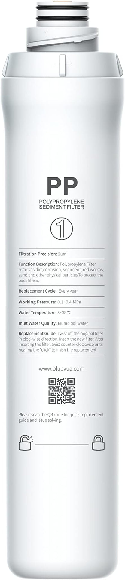 Bluevua ROPOT PP Filter, Replacement for RO100ROPOT, 1-year Lifetime-1st Stage