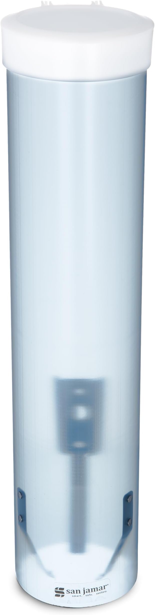 San Jamar Medium Pull-Type Cup Dispenser 4-10 Oz. Cups with Flip Cap for Restaurants, Home, And Office, Plastic, 16 Inches, Frosted Blue