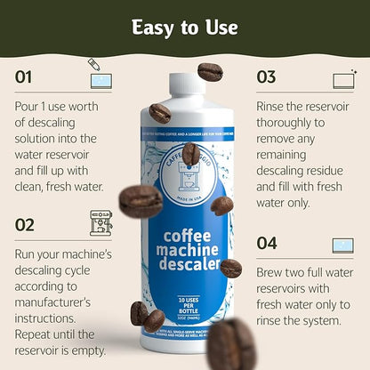 Descaling Solution (10 Uses) Delonghi Keurig Nespresso Coffee Machine Cleaner Descaler Kit Coffee Machine Descaler Compatible with All Brands Breville Ninja