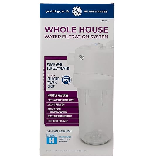 GE Whole House Water Filtration System & Filters | Reduces Sediment, Rust & More | Install Kit & Accessories Included | GXWH40L, FXHSC