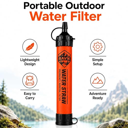 Water Filter Straw, 5PCS | Emergency Water Filter, 1500 Liters/396 Gallon, Camping, Hiking, Survival