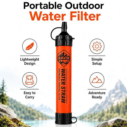 Water Filter Straw, 2PCS | Emergency Water Filter, 1500 Liters/396 Gallon, For Camping, For Hiking, For Survival