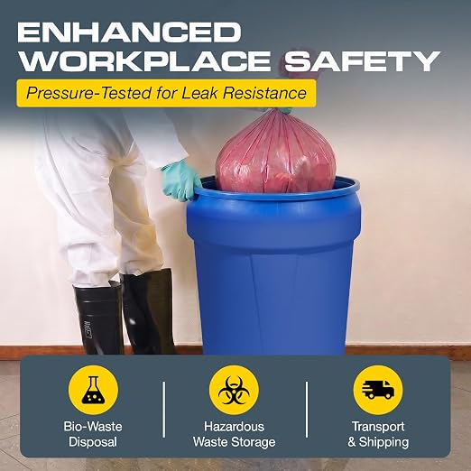 Eagle Plastic Drum, 30 Gallon Drum, DOT Compliant, Made in USA, Blue | High-Density-Polyethylene, Open Head Lab Pack Drum, Metal Lever-Lock with Bung Lid, Hazardous Material Storage, Transport