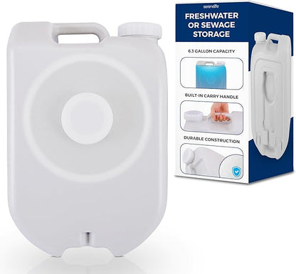 SereneLife 24L Compact Portable Water Tank - Non-toxic Water Container Reservoir W/Carry Handle - For Outdoor Social Events, Work Sites, Camping, Boating, Emergency Preparedness -SLCAWT20