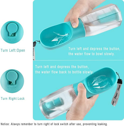 Cibaabo Dog Water Bottle with Food Container & Poop Bag Holder & Filter | Travel Water Bowl, Portable Pet Dispenser, Dog Gifts, Puppy Essentials for Walking Hiking