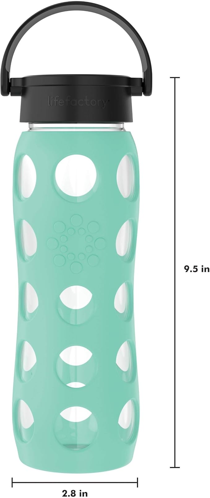 Lifefactory 22-Ounce Glass Water Bottle with Classic Cap and Protective Silicone Sleeve, Sea Green (LF230211C4)