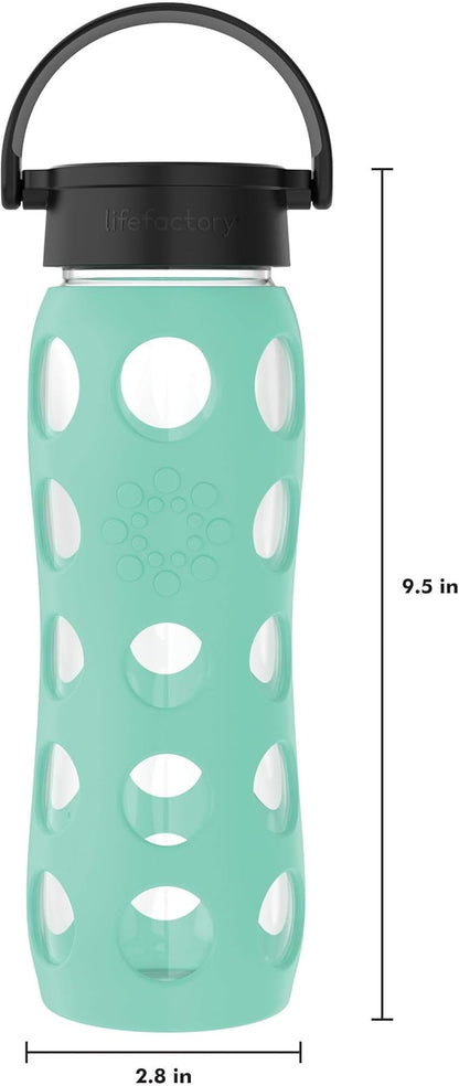 Lifefactory 22-Ounce Glass Water Bottle with Classic Cap and Protective Silicone Sleeve, Sea Green (LF230211C4)