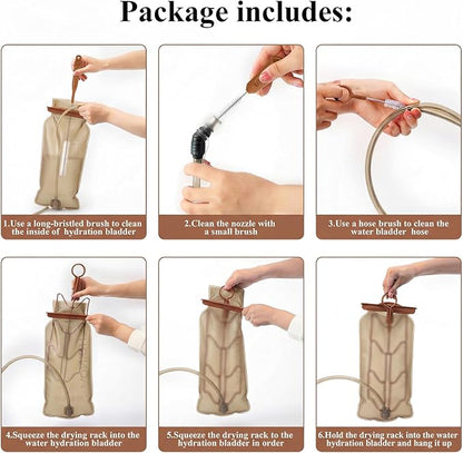 Patelai 8 in 1 Hydration Bladder Cleaning Kit Includes 3 Different Brushes and Drying Collapsible Bladder Frame, Water Reservoir Backpack Cleaning Kit